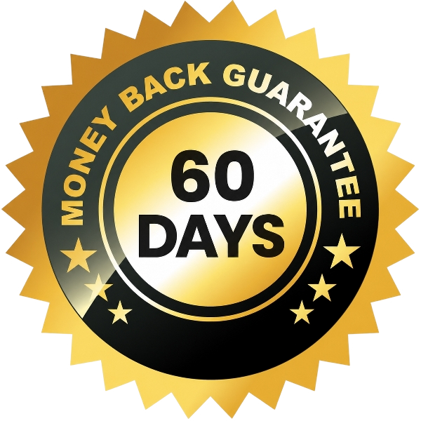 60-day money-back guarantee seal